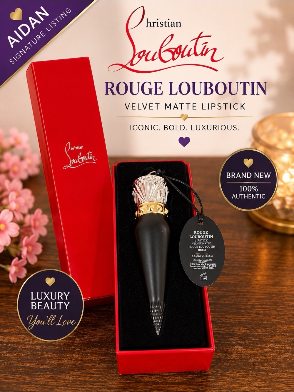 Christian Louboutin Rouge Louboutin Velvet Matte Lipstick — Red & Black